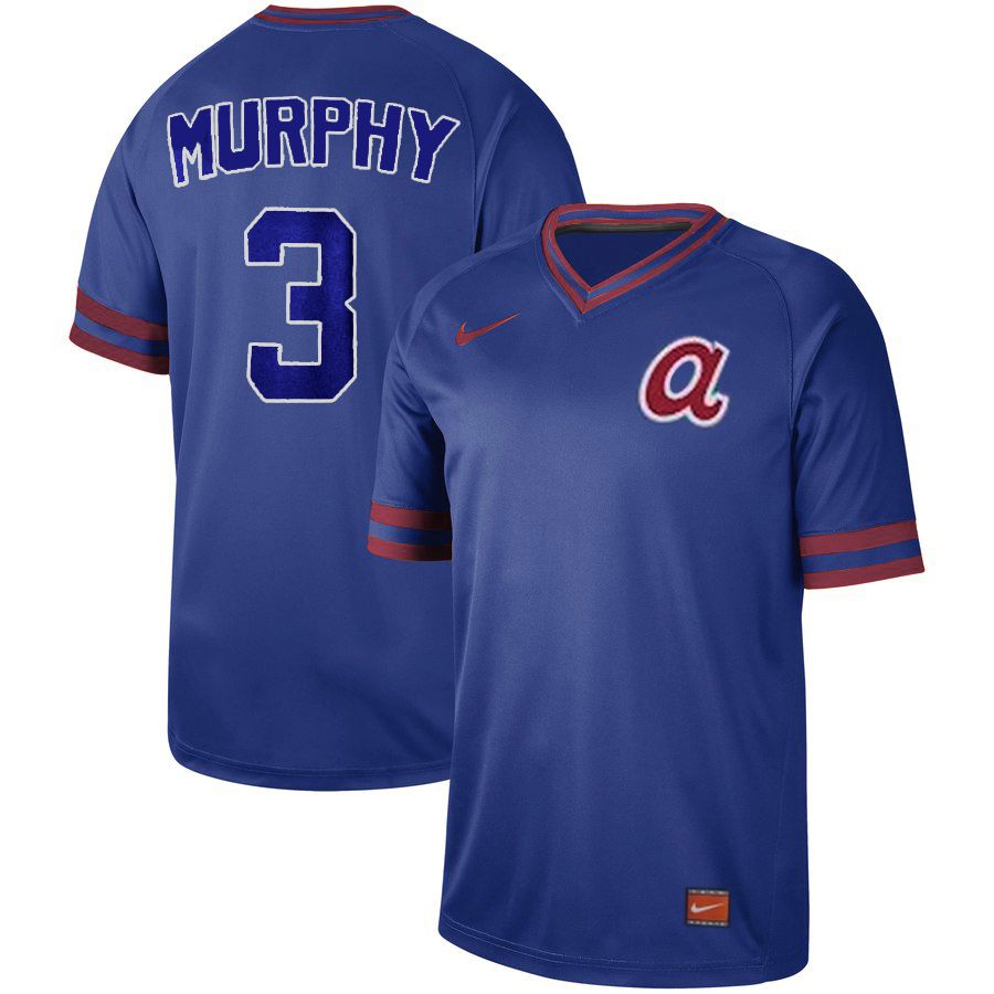 Men Atlanta Braves 3 Murphy Blue Nike Cooperstown Collection Legend V-Neck MLB Jersey